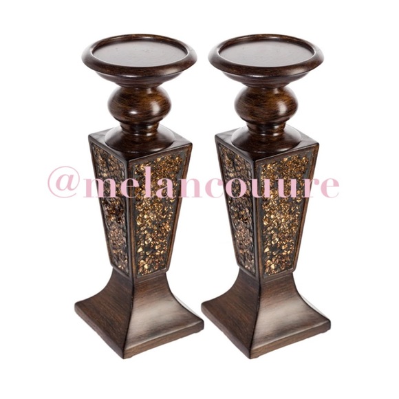 Candle Holder Set of 2- Crackled Mosaic Design - Picture 2 of 9